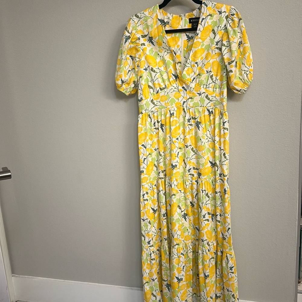 Bright & Beautiful Yellow Poppy Floral Print Vintage Style Dress Maxi